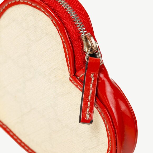 Gucci "Love Gucci" Tattoo Red Patent Leather Heart-Shaped Monogram Coin Purse - Picture 5 of 8